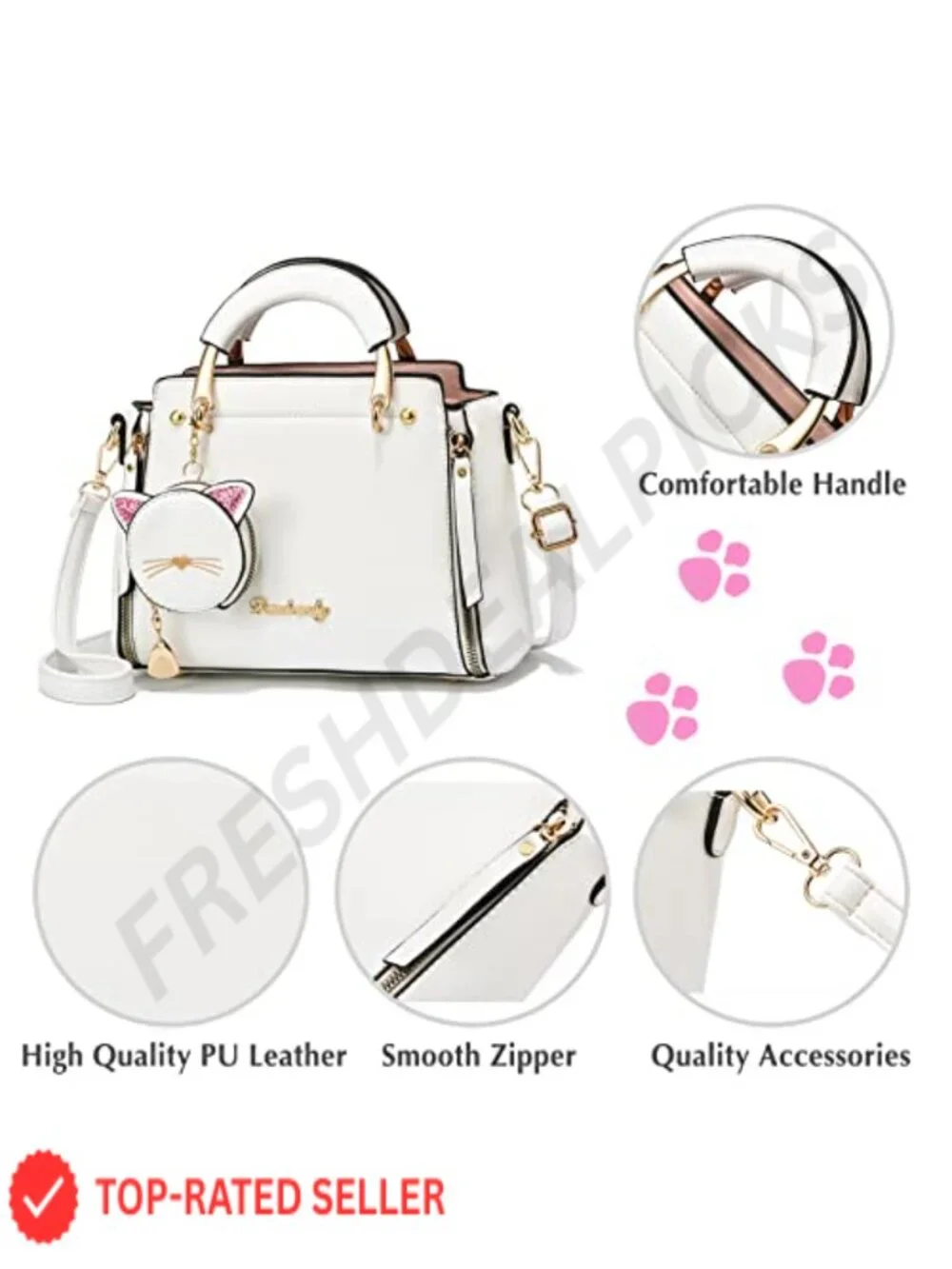 Women Satchel Handbag PU Leather Crossbody Top Handle Shoulder Bag with Coin